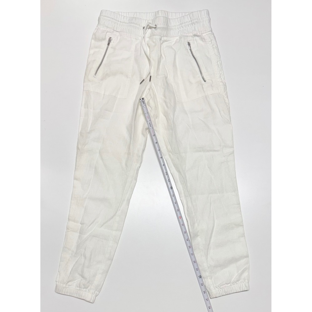 Athleta Cabo Linen Jogger White Drawstring Pants Size‎ 4 RN 54023